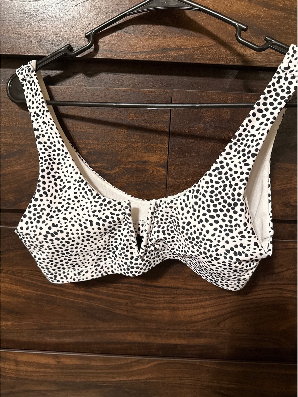 SHEIN Women's Black and White Polka Dot Bikini Top, Size M